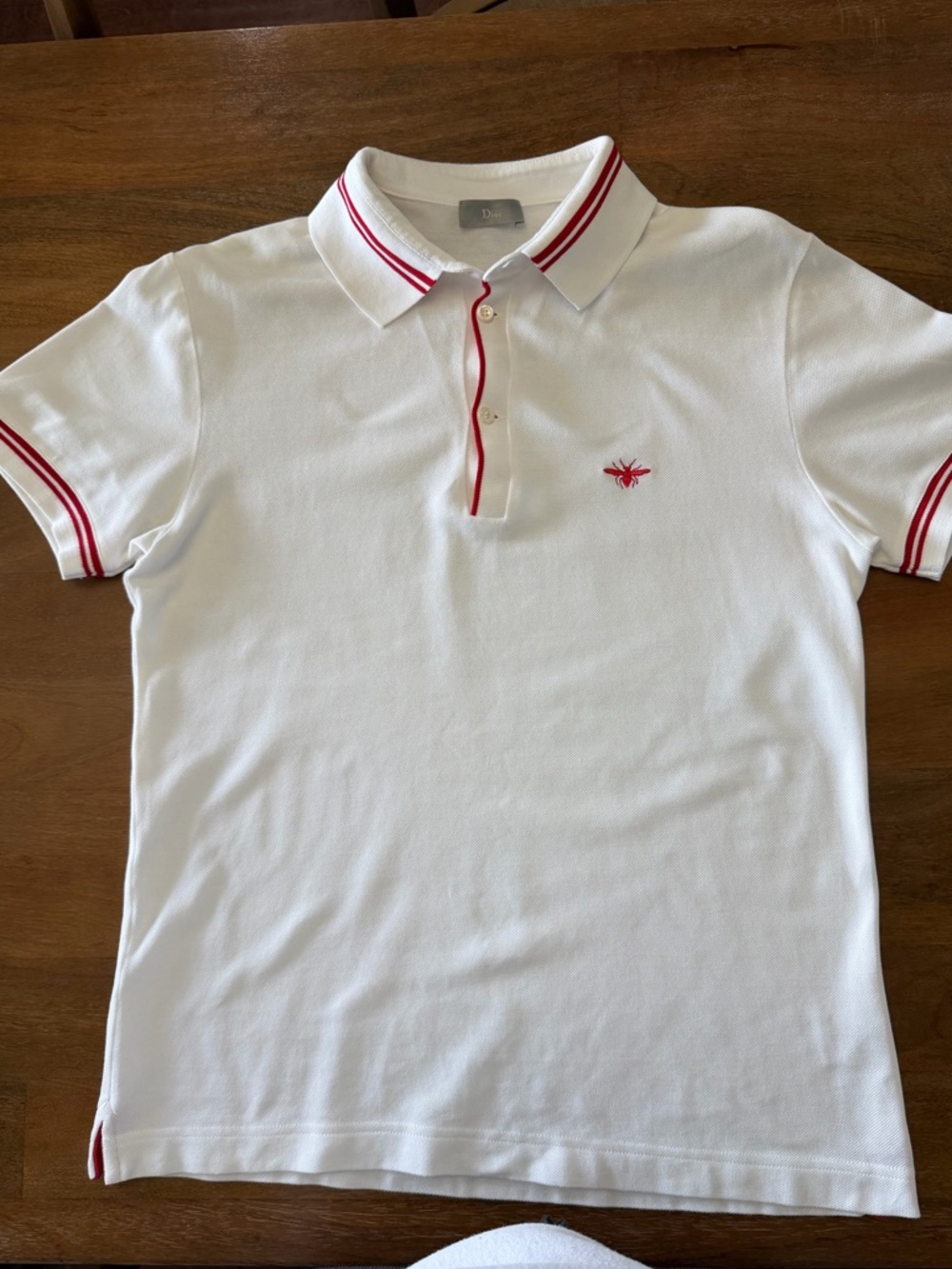 Dior White Polo with Red Accent Trim